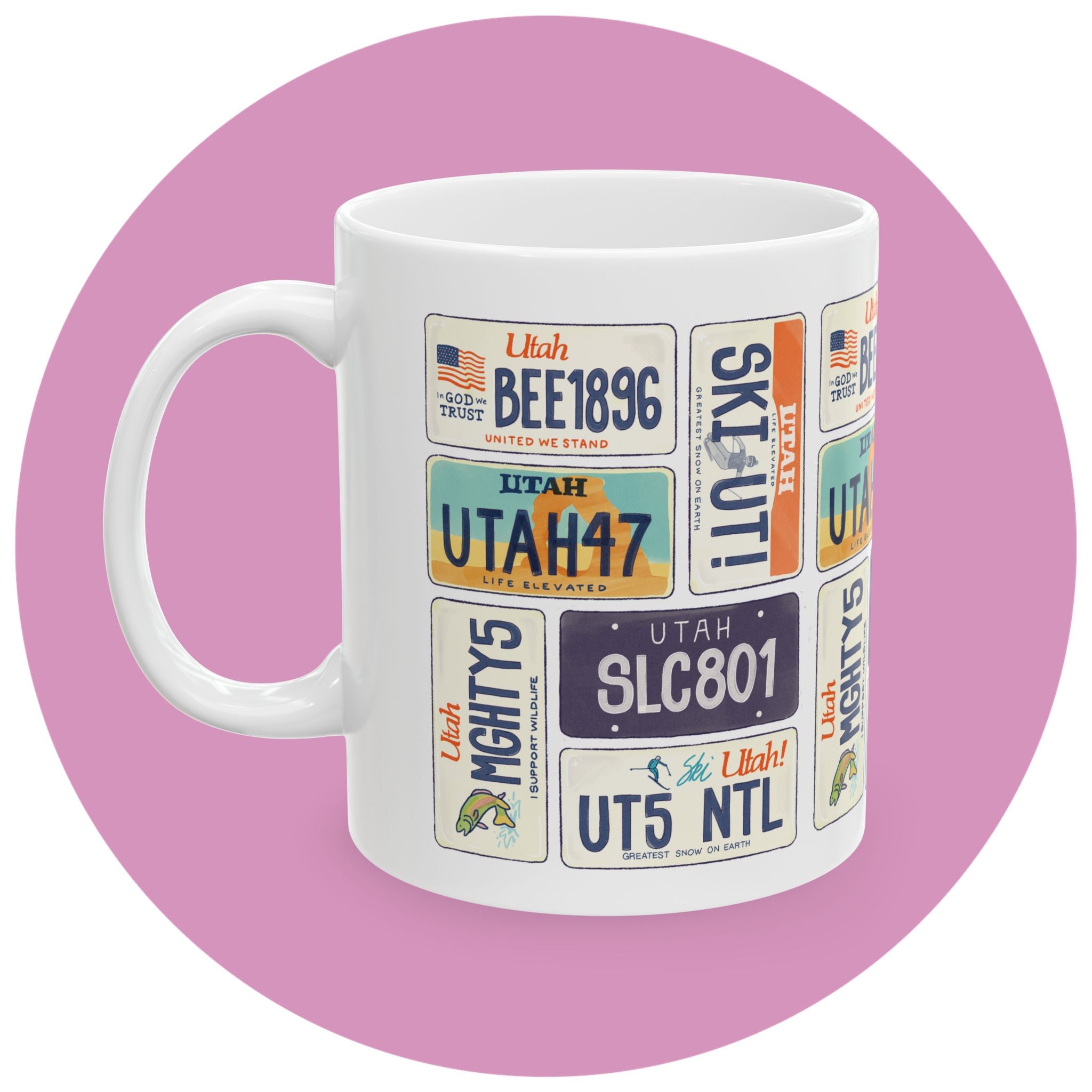 Utah License Plate Collage Ceramic Mug (11oz, 15oz)