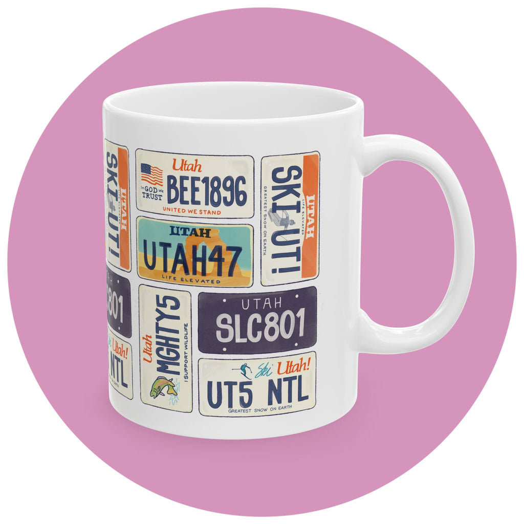 Utah License Plate Collage Ceramic Mug (11oz, 15oz)