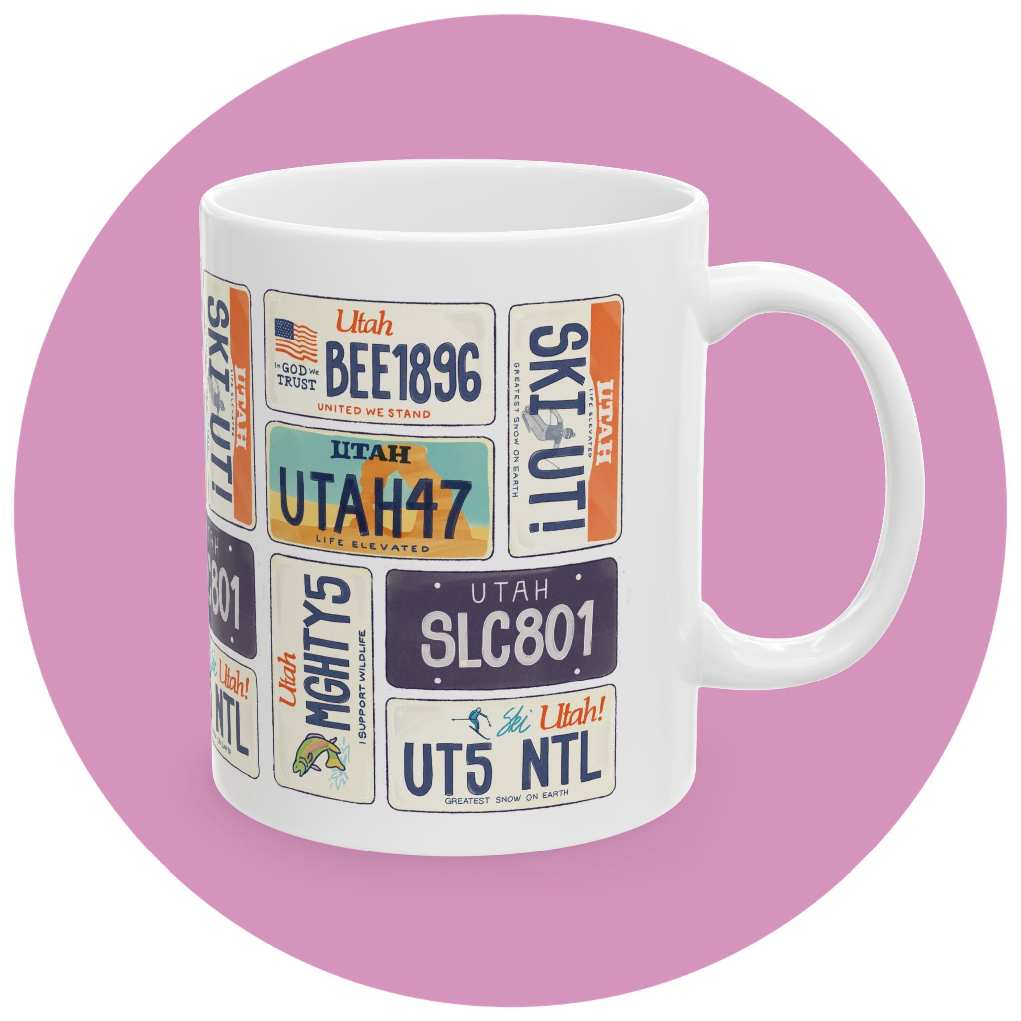 Utah License Plate Collage Ceramic Mug (11oz, 15oz)