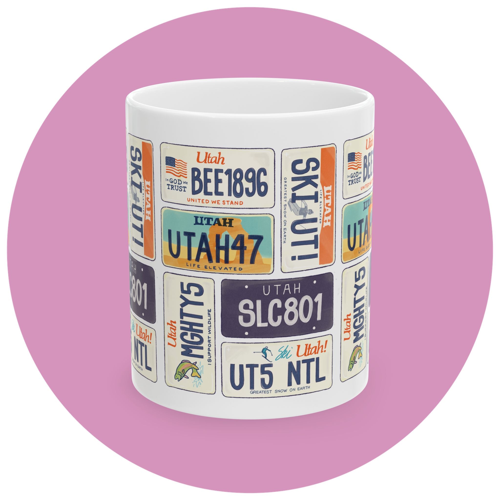 Utah License Plate Collage Ceramic Mug (11oz, 15oz)